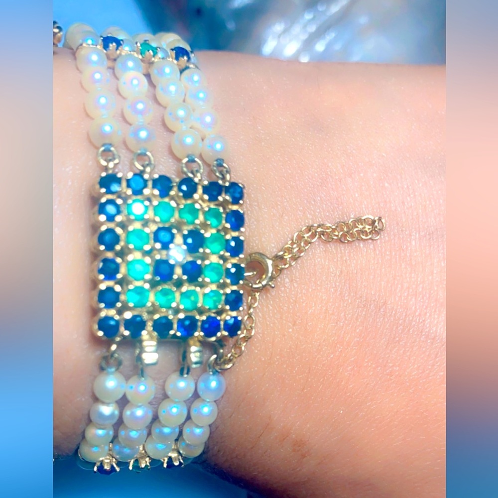 14k gold emerald and sapphire bracelet